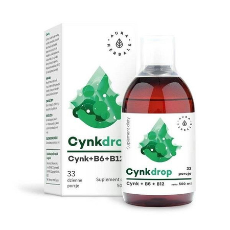 Aura Herbals Cynkdrop Cynk & B6 & B12 suplement diety w płynie 500ml