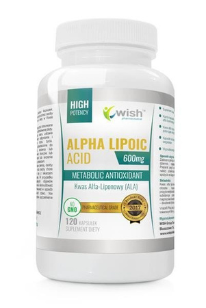 WISH Alpha Lipoic Acid 600mg Metabolic Antioxidant kwas Alfa - Liponowy NO GMO suplement diety 120 kapsułek