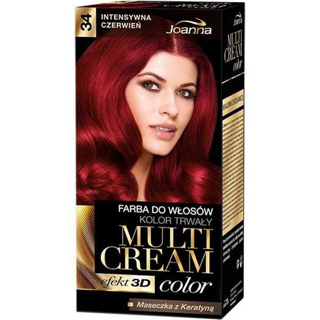 Joanna Multi Cream Color farba do włosów 34 Intensywna Czerwień