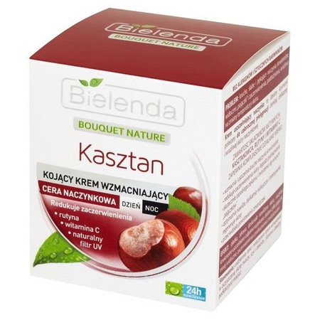 Bielenda Bouquet Nature kojący krem wzmacniający dla cery naczynkowej dzień/noc Kasztan 50ml