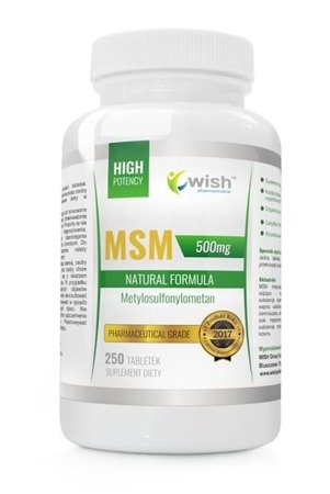 WISH Siarka Organiczna MSM 500mg Natural Formula suplement diety 250 tabletek